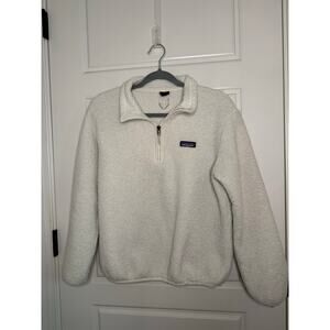 Patagonia neutral off-white teddy 1/4 zip fleece pullover women’s small